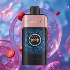 Jahodová Chupa Chups IGET ONE 12000 Puffs Jednorázová Vape s 2700 mAh Baterií a Velkým Zakulaceným Barevným Displejem