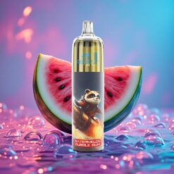 Melounová Bubnová Guma JNR Rocket-X 12400 Puffs s Nastavitelným Průtokem Vzduchu a RGB Osvětlením