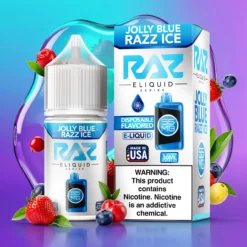 Veselá ledová modrá malina Pod Juice RAZ Salt 30ml